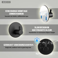 Zelfklevende handdoekhaak zwart afbeelding 3