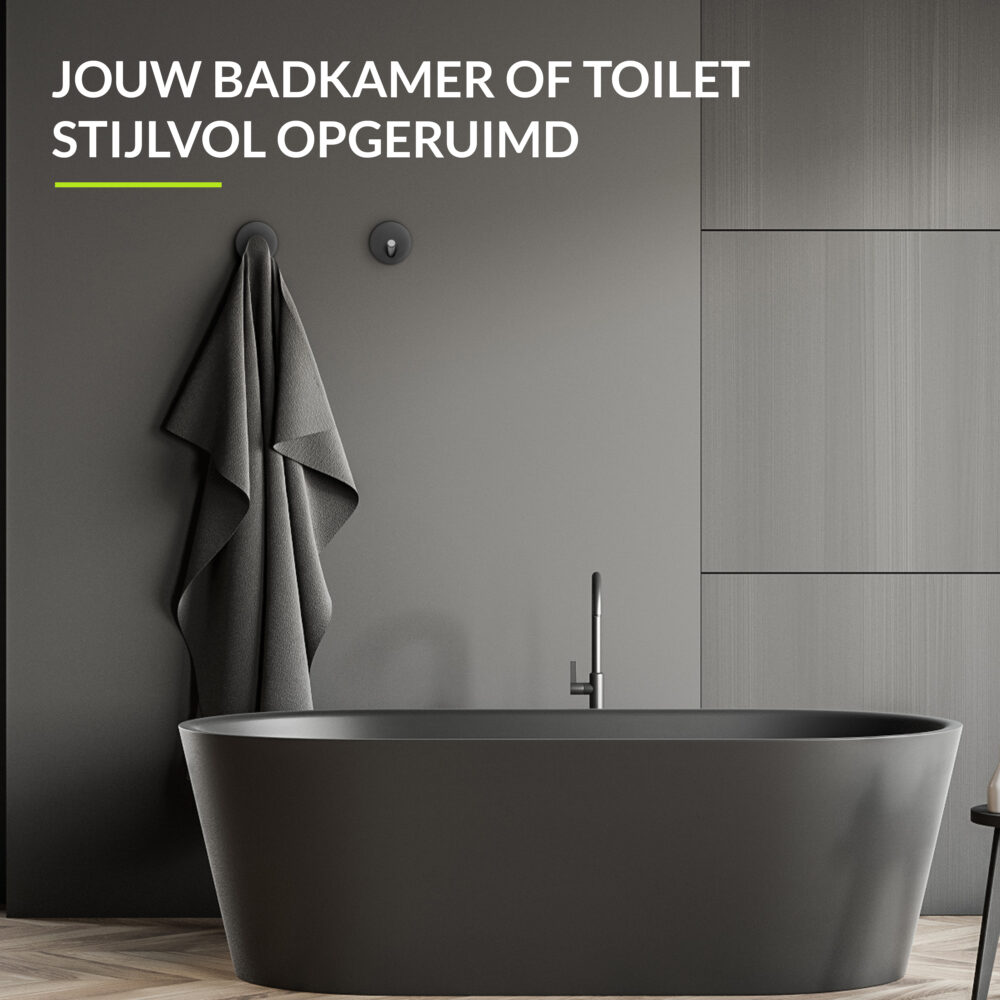 Zelfklevende handdoekhaak zwart afbeelding 8