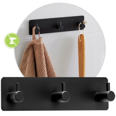 Zelfklevende zwarte handdoekhaakjes afbeelding 2