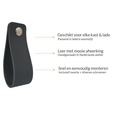Leren handgreep zwart afbeelding 7