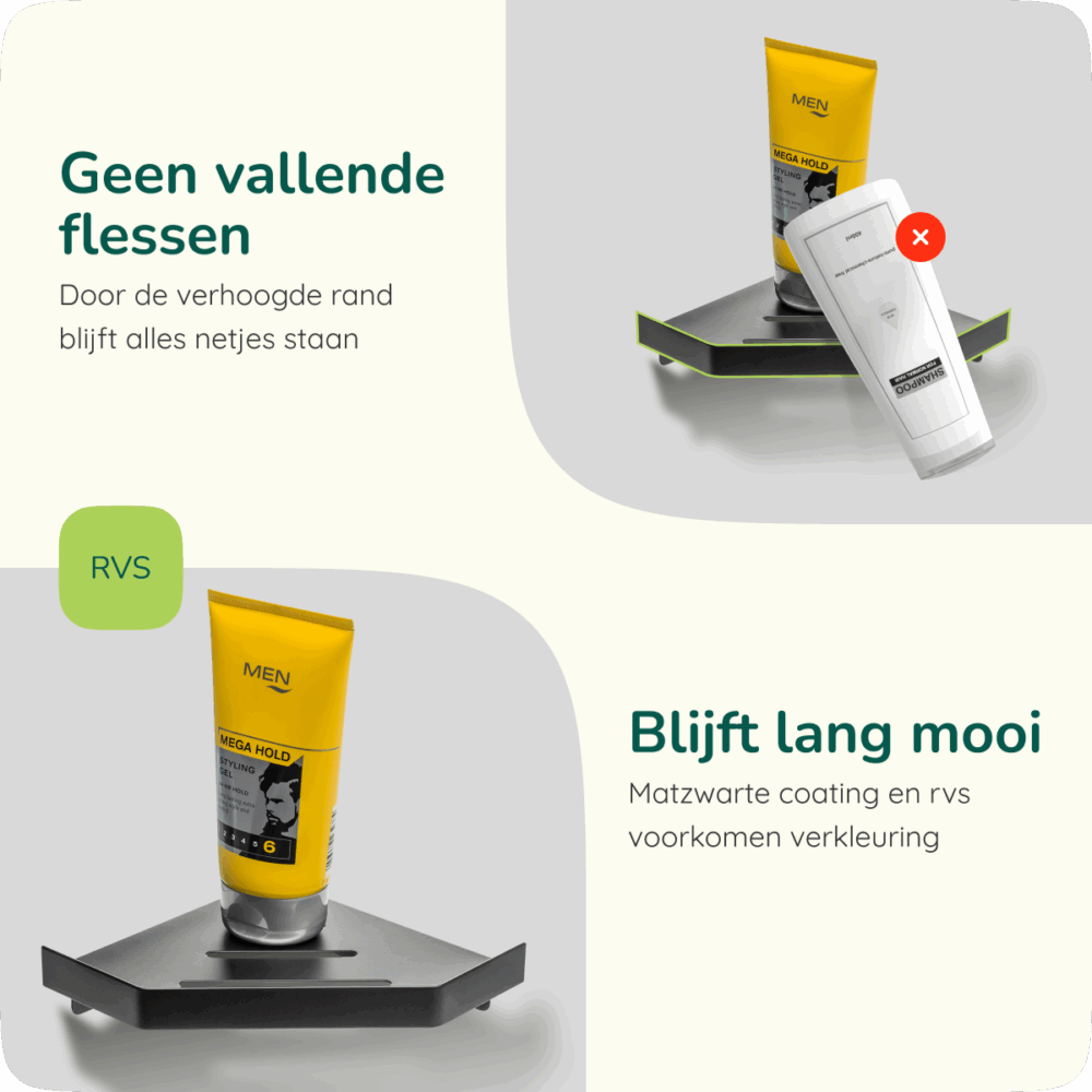 Zwart hoek doucherek badkamer afbeelding 4