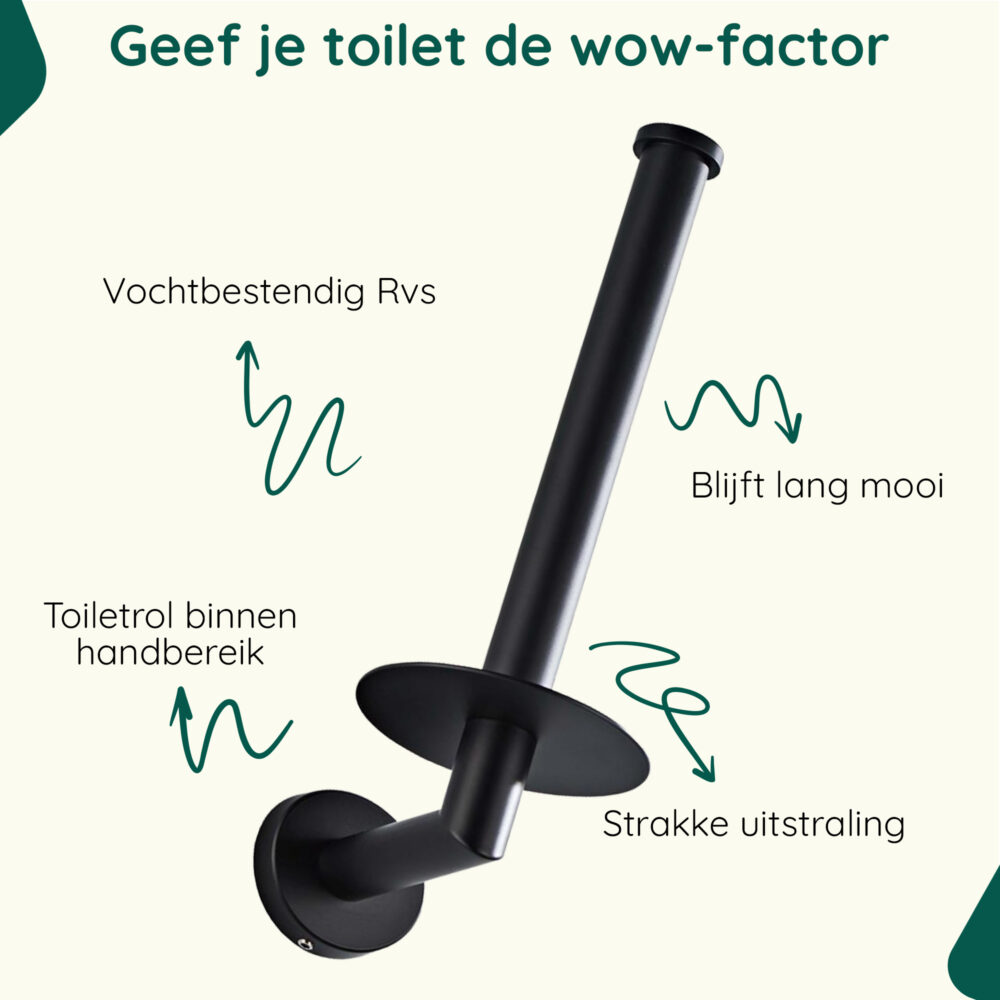 Zwarte reserverolhouder toiletpapier afbeelding 6