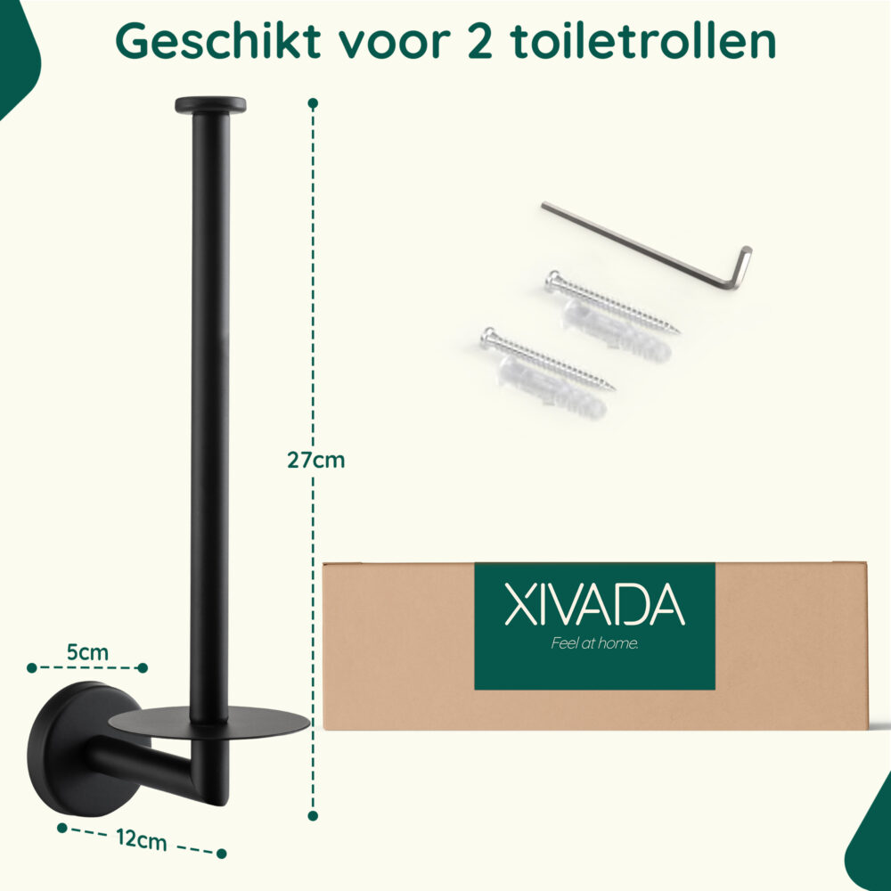 Zwarte reserverolhouder toiletpapier afbeelding 8