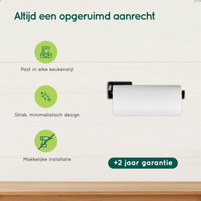 Zelfklevende keukenrolhouder zwart afbeelding 6
