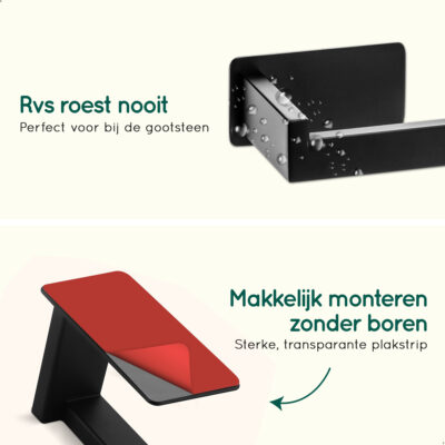 Zelfklevende keukenrolhouder zwart afbeelding 7