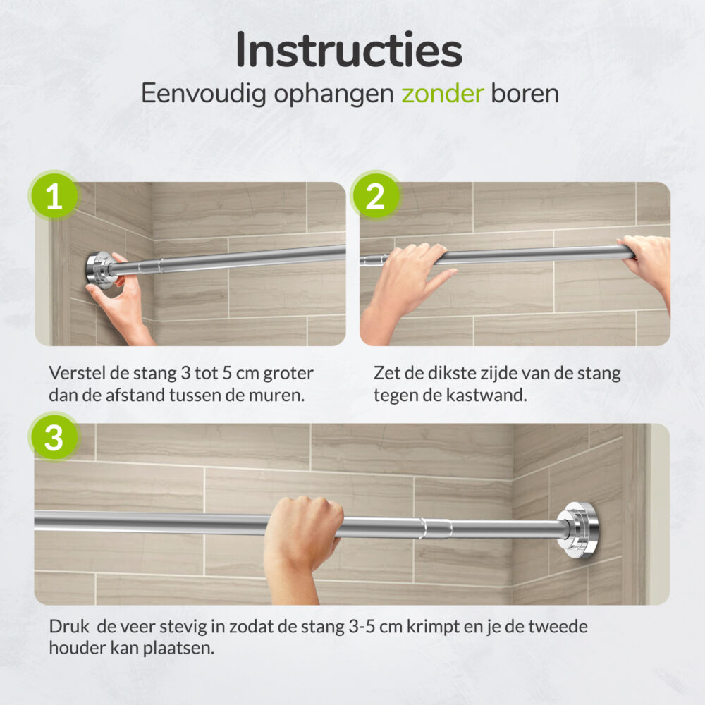 Verstelbare kledingstang zonder boren afbeelding 6