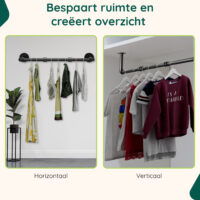 Industriële kledingstang muurmontage afbeelding 4