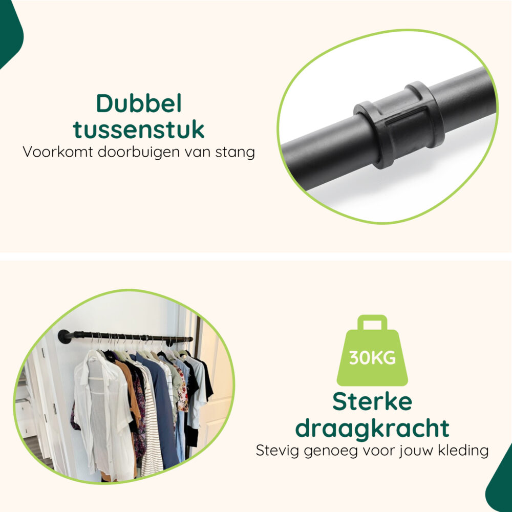 Industriële kledingstang muurmontage afbeelding 5