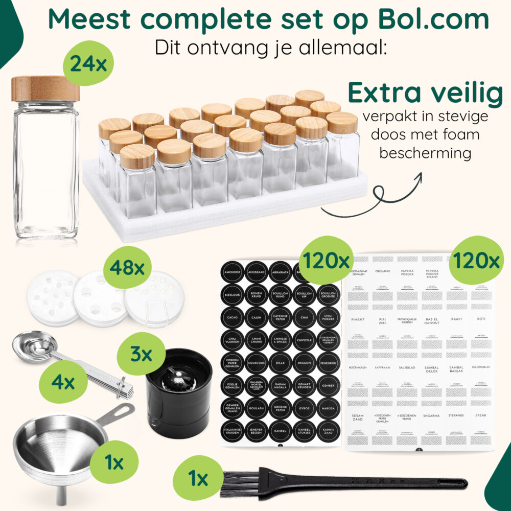 XIVADA kruidenpotjes set 24 stuks bamboe afbeelding 5