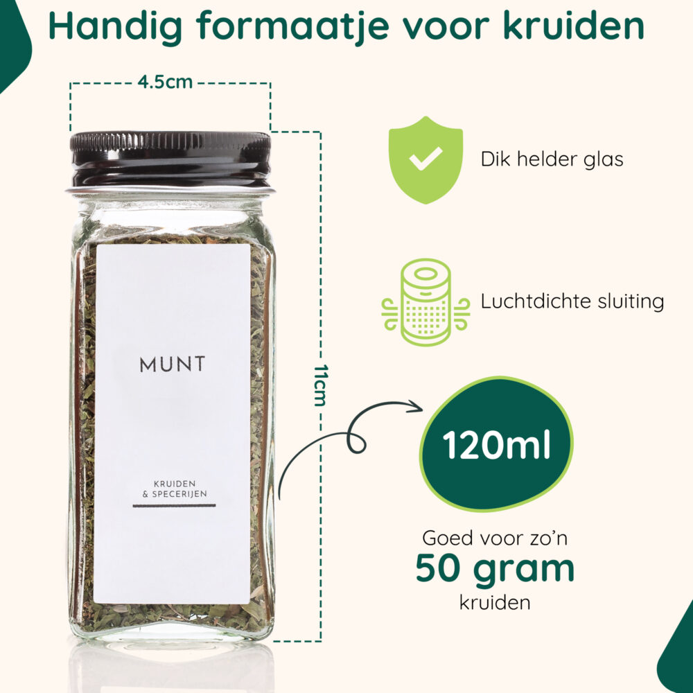 Kruidenpotjes-XIVADA-Glas-Zwart-Vierkant-36x