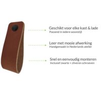 Leren handgreep cognac 16 cm afbeelding 3