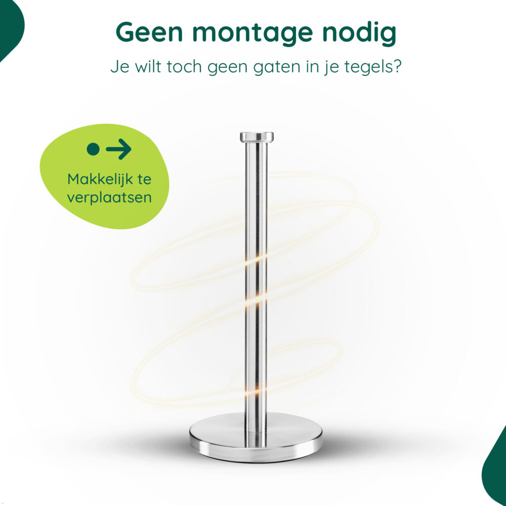 RVS keukenrolhouder vrijstaand afbeelding 3