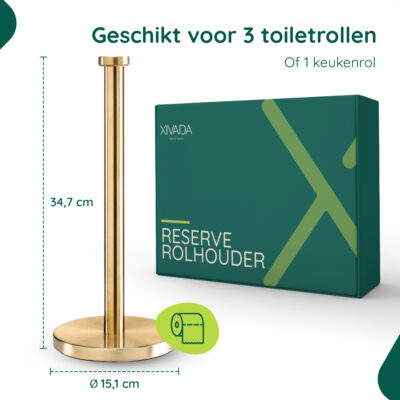 Gouden keukenrolhouder vrijstaand afbeelding 5