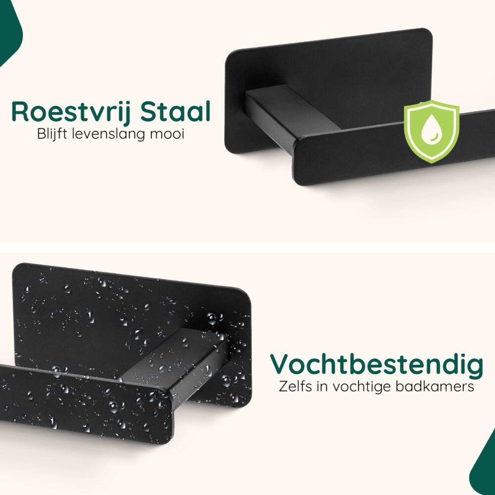 Zelfklevende toiletrolhouder zwart afbeelding 5