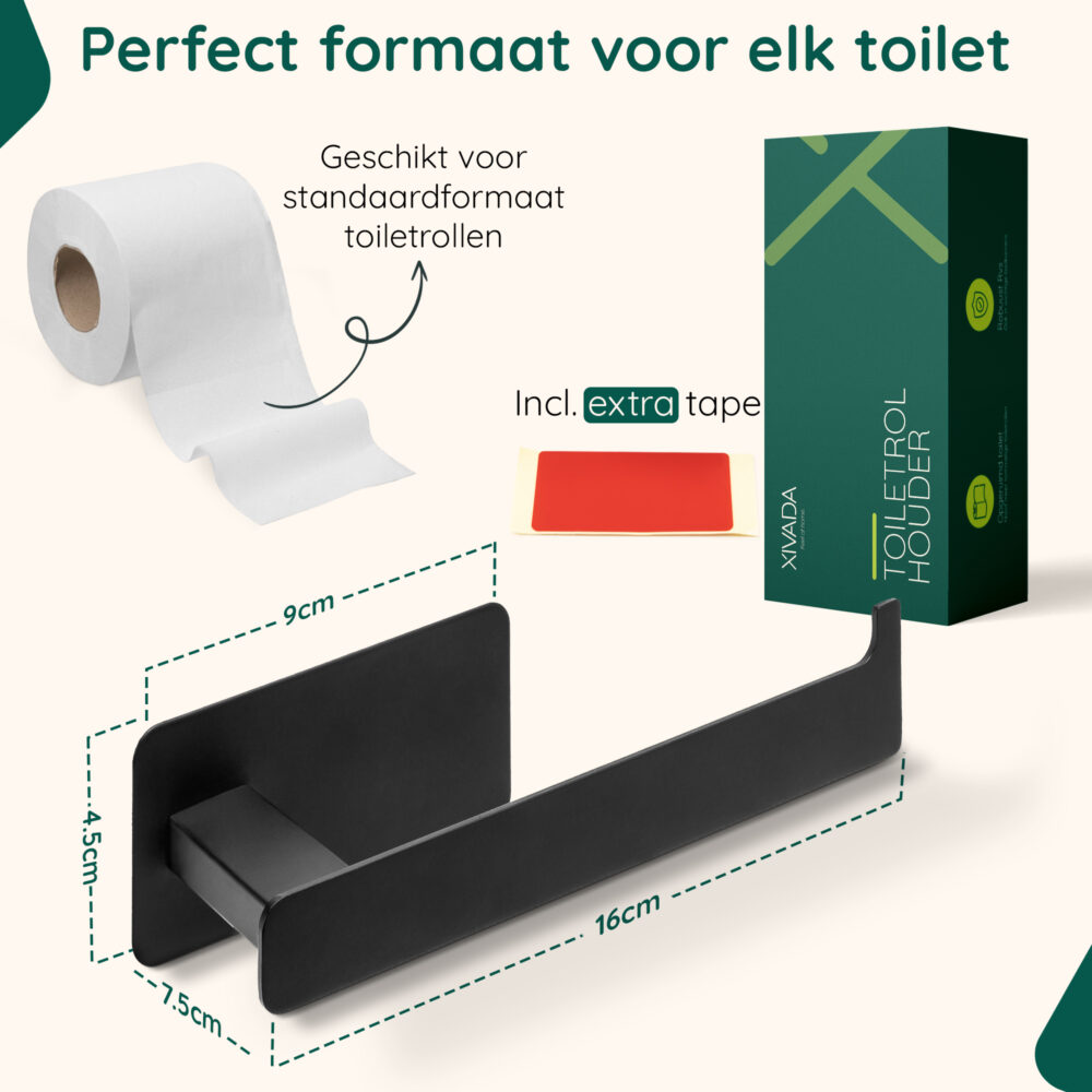 Zelfklevende toiletrolhouder zwart afbeelding 9