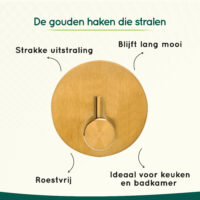 Gouden zelfklevende handdoekhaakjes afbeelding 5