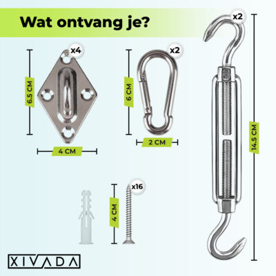 Schaduwdoek bevestigingsset afbeelding 5