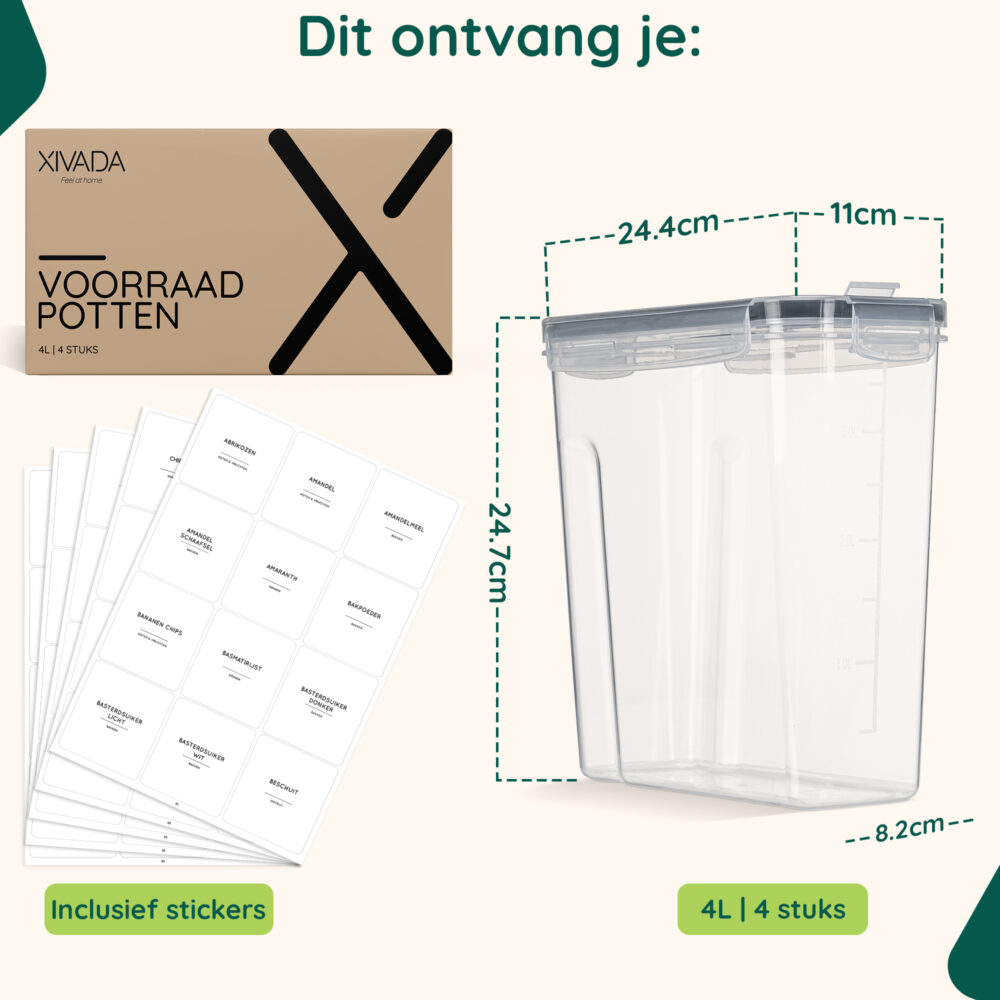 XIVADA voorraadbussen set 4L afbeelding 8
