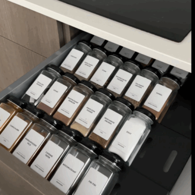 Xavi Glazen kruidenpotjes vierkant Stickers Zwart