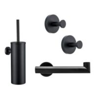 XIVADA Toilet set zwart -4-delig - Hangend - Rvs - Zwart