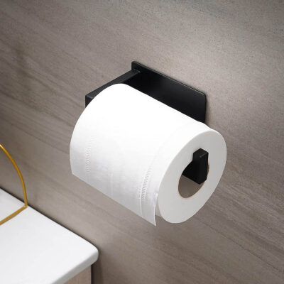 Zwarte toilet accessoires set zonder boren afbeelding 7