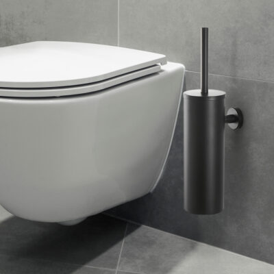Zwarte toiletborstelhouder muurmontage afbeelding 9