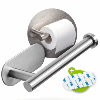 Zelfklevende toiletrolhouder zilver afbeelding 2
