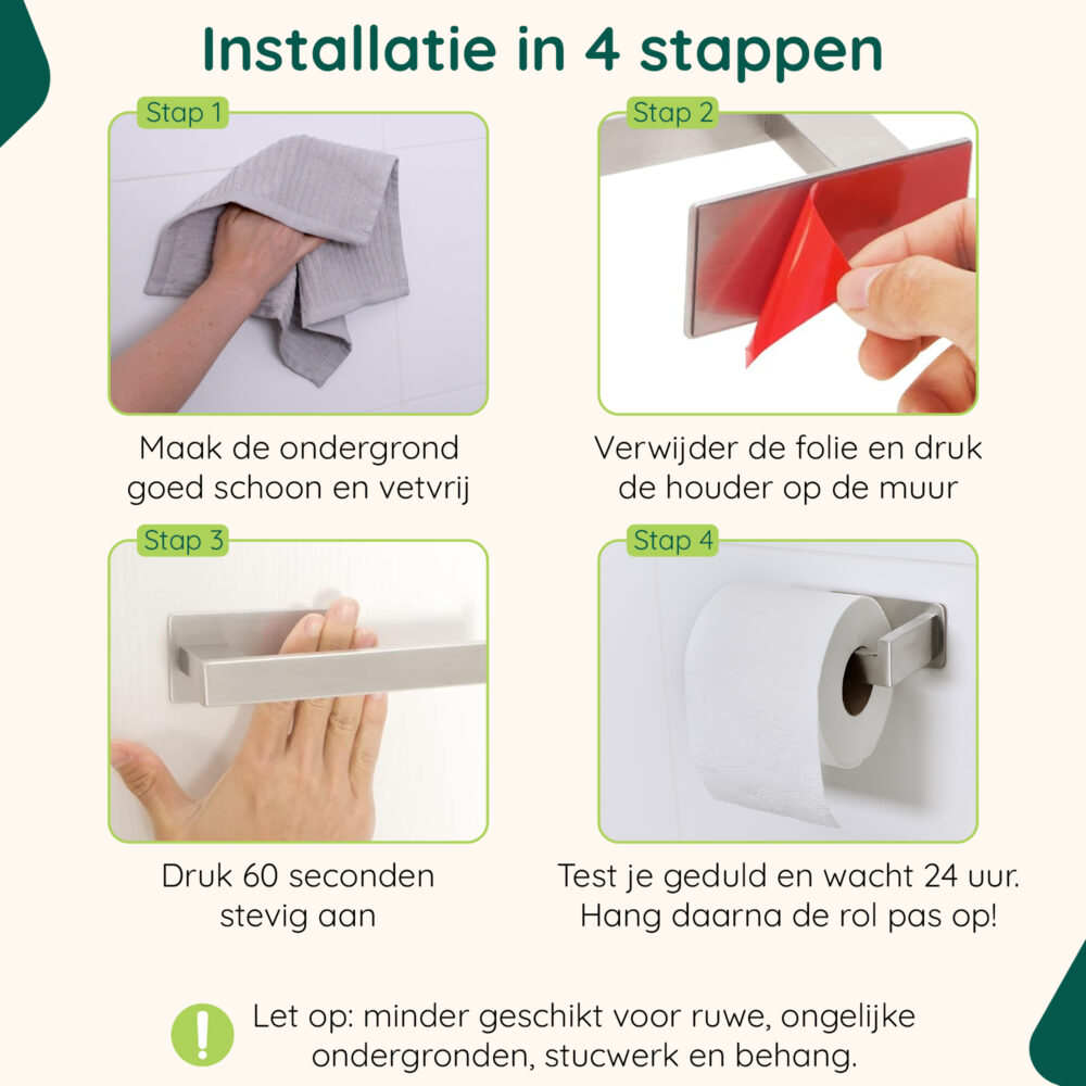 Zelfklevende toiletrolhouder RVS afbeelding 4