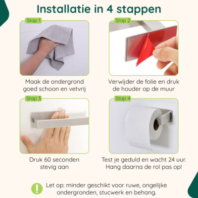 Zelfklevende toiletrolhouder RVS afbeelding 4