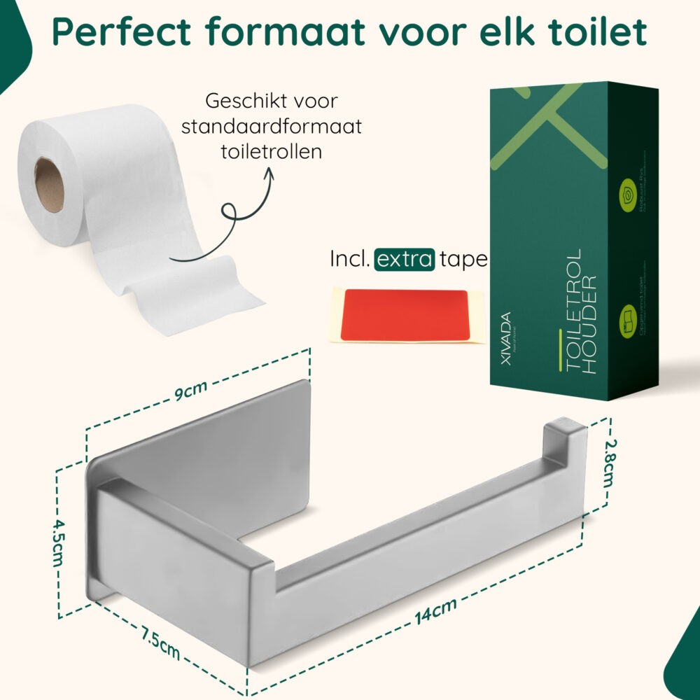 Zelfklevende toiletrolhouder RVS afbeelding 5