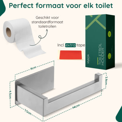 Zelfklevende toiletrolhouder RVS afbeelding 5