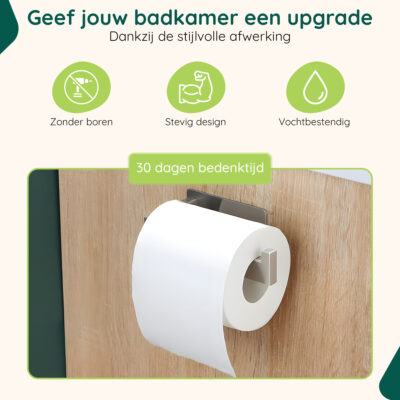 Zelfklevende toiletrolhouder RVS afbeelding 6
