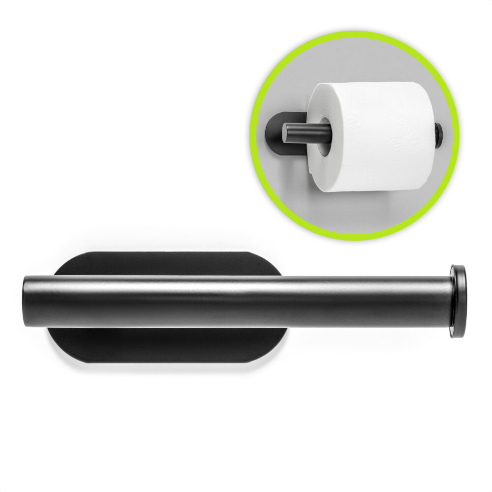 Zelfklevende toiletrolhouder zwart afbeelding 2