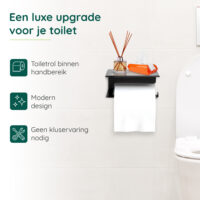 Toiletrolhouder met plankje zwart afbeelding 4