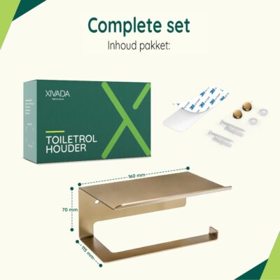 Gouden toiletrolhouder met plankje afbeelding 4