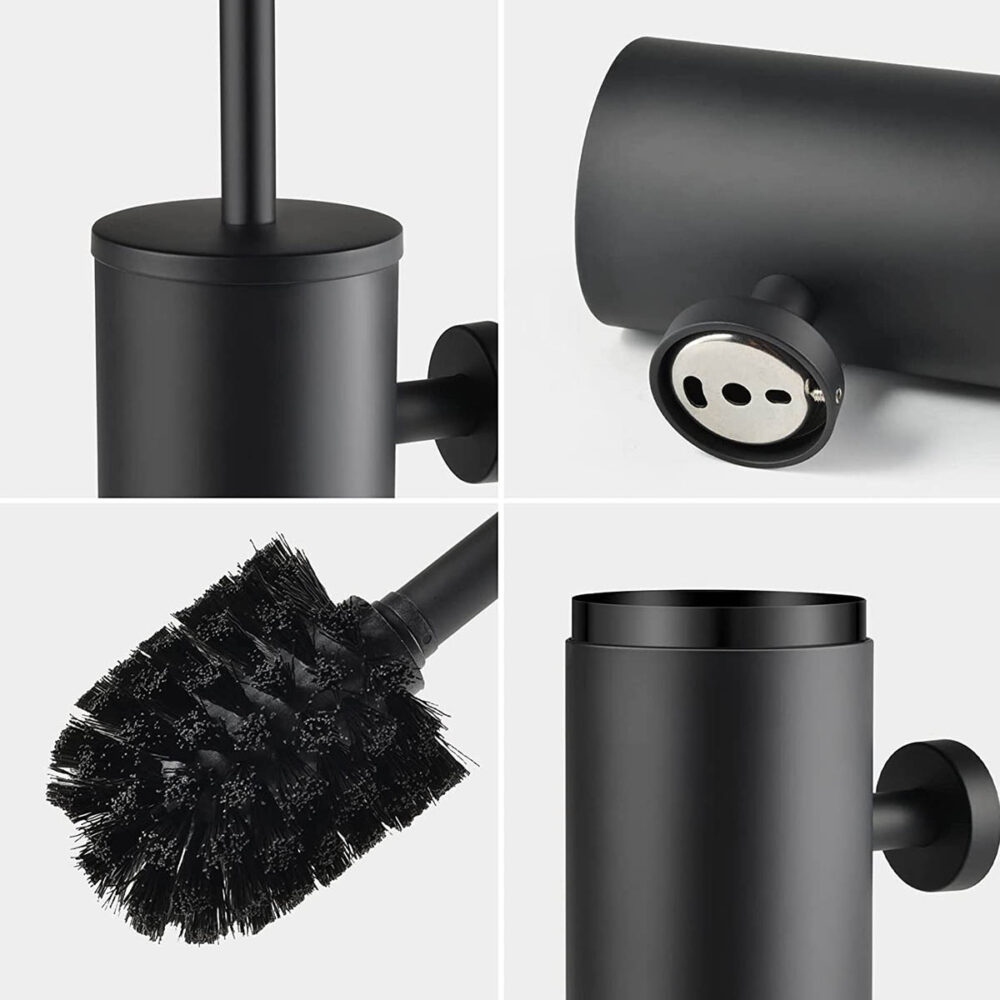 Zwarte toilet accessoires set afbeelding 6