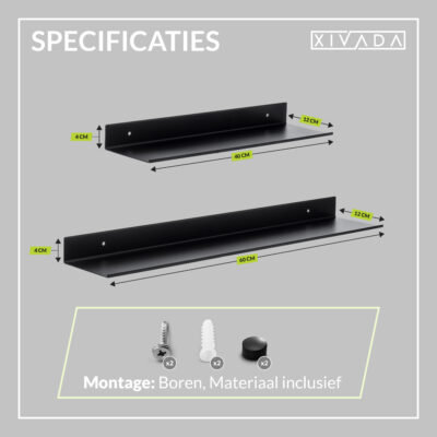 metalen wandplank zwart 60 cm afbeelding 6