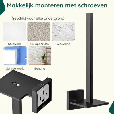 Zwarte vierkante reserverolhouder badkamer afbeelding 8