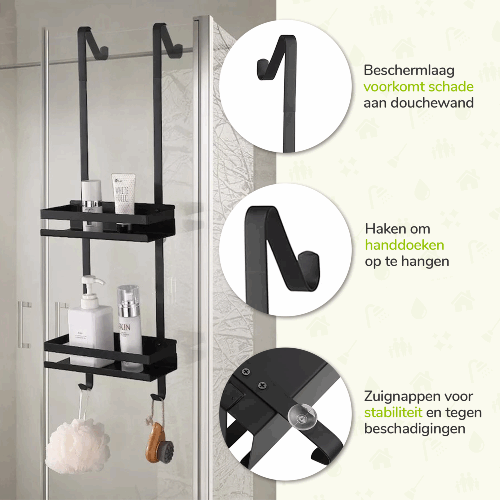 Zwart doucherek zonder boren afbeelding 2