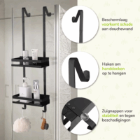 Zwart doucherek zonder boren afbeelding 2