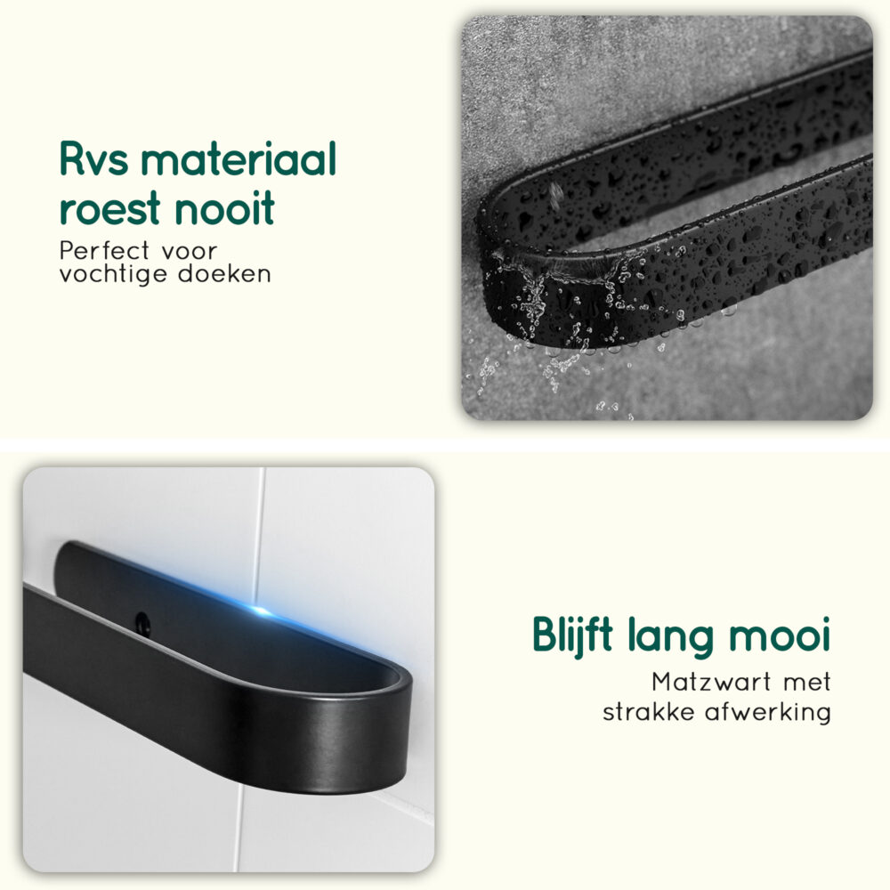 Zwarte handdoekstang badkamer afbeelding 3