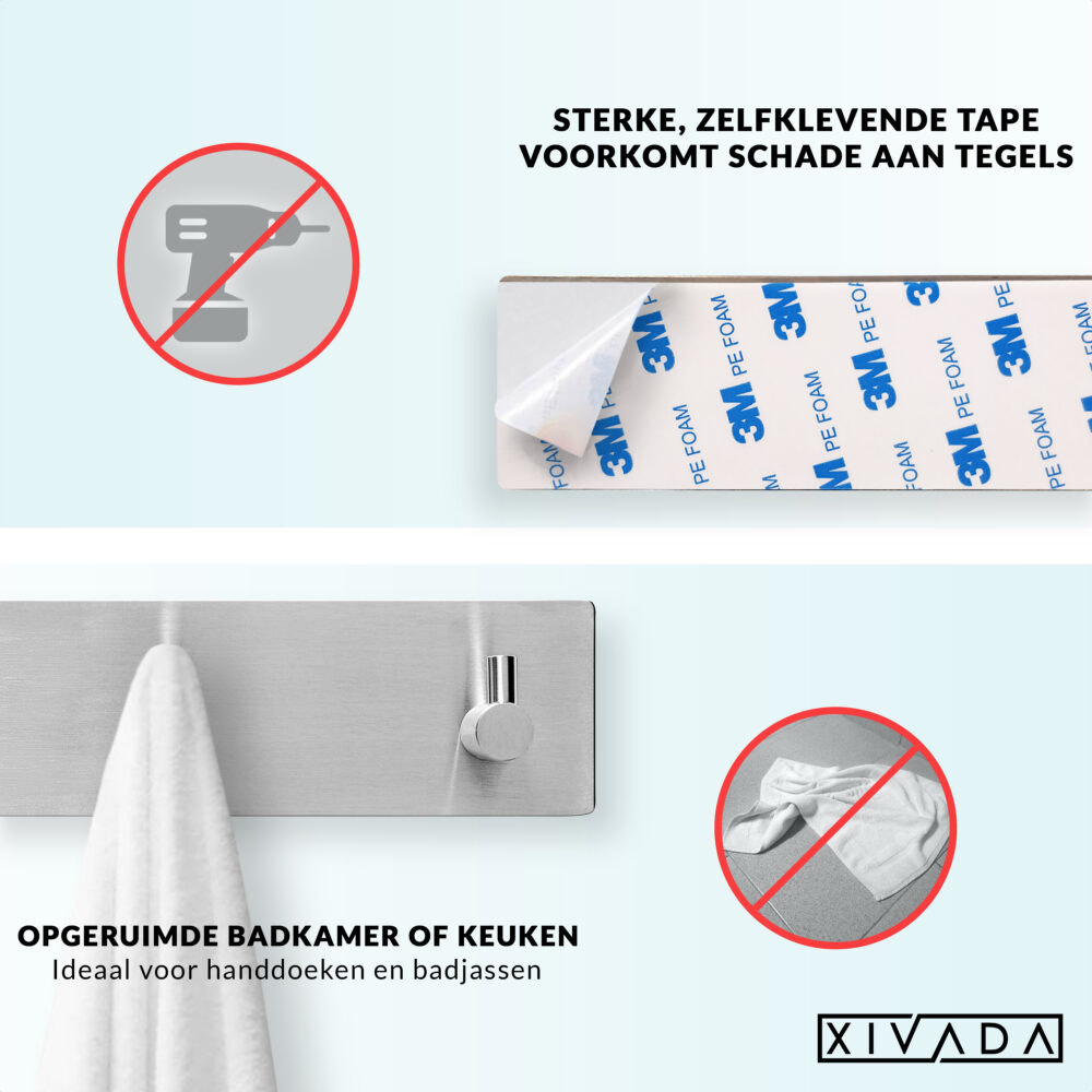Zelfklevende handdoekhaak zilver afbeelding 3