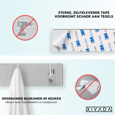 Zelfklevende handdoekhaak zilver afbeelding 3