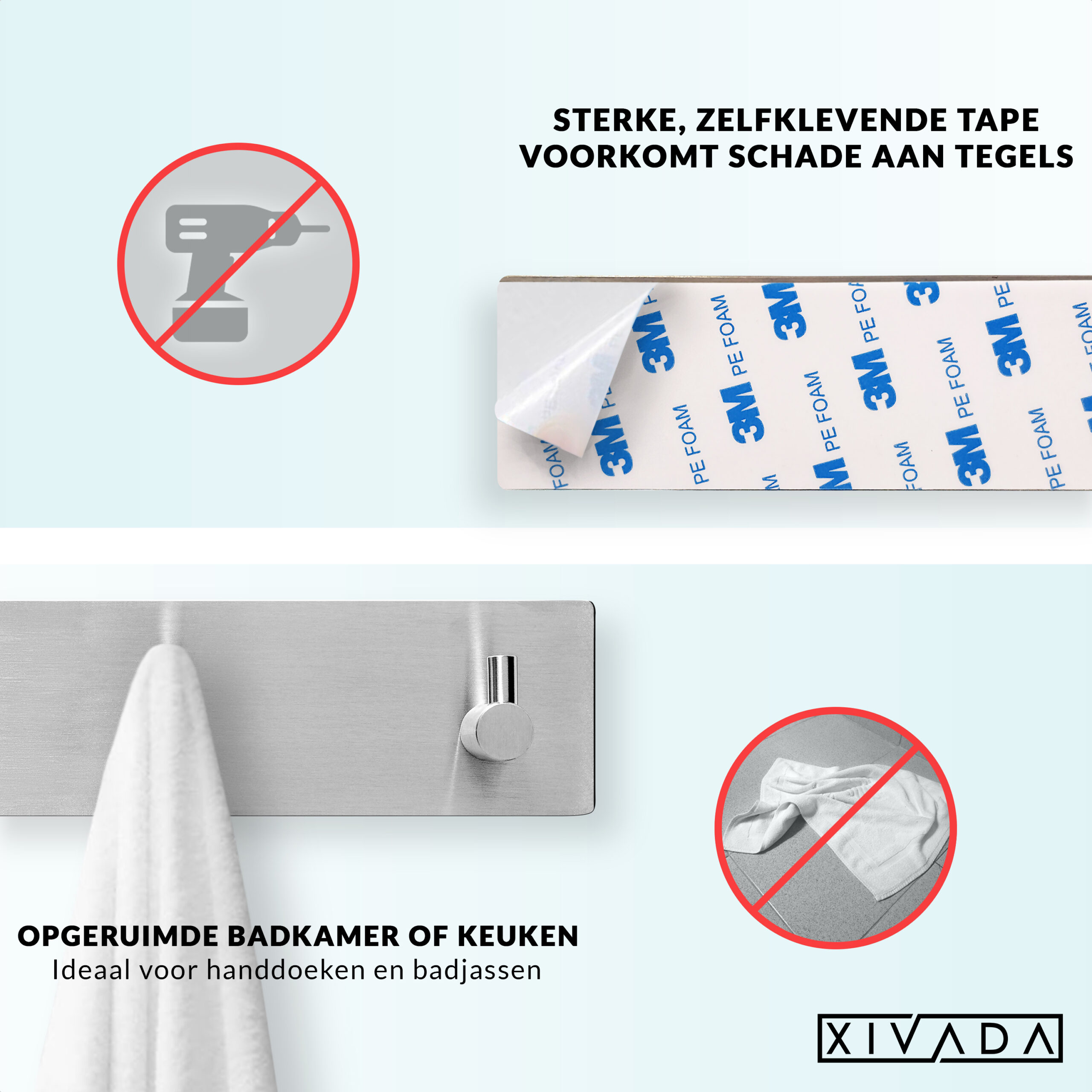 Zelfklevende handdoekhaak zilver afbeelding 3