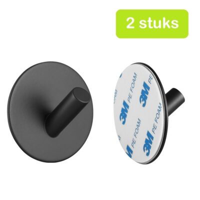 Zelfklevende handdoekhaak zwart afbeelding 1