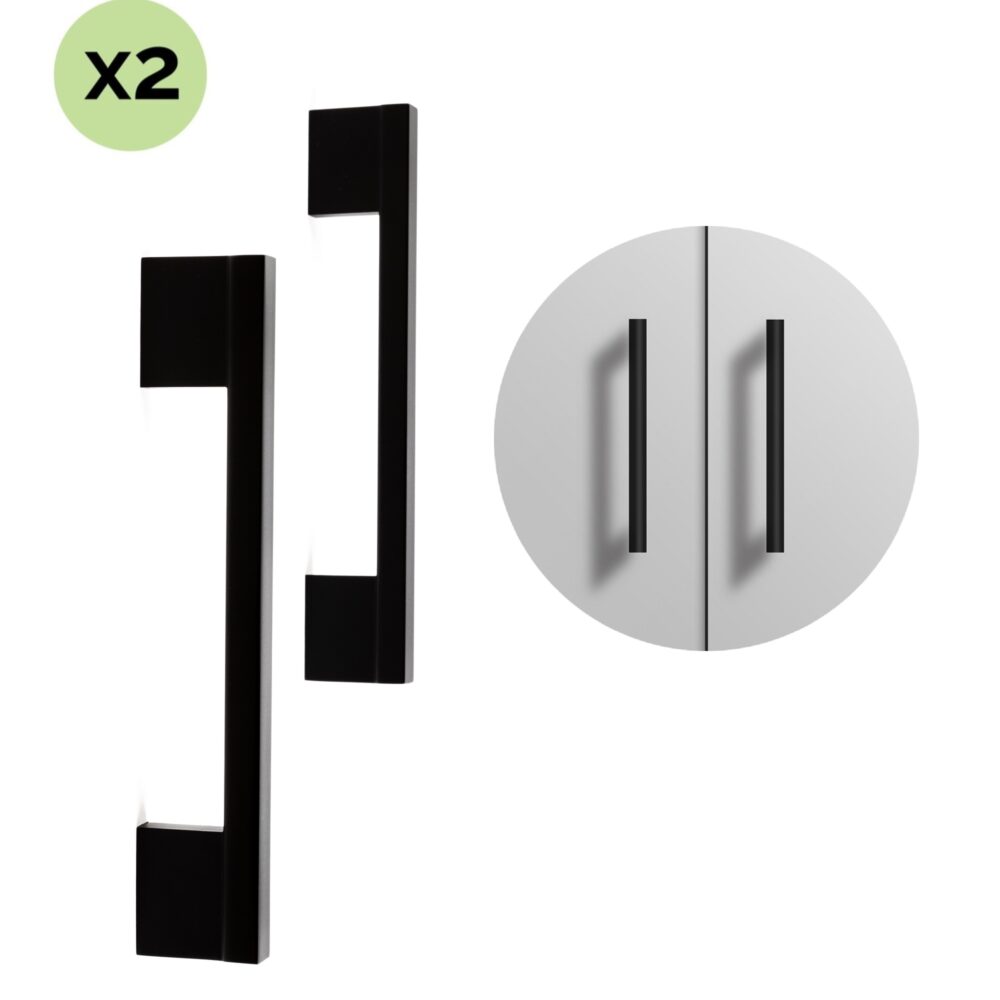 Zwarte stalen handgreep 150 mm afbeelding 2