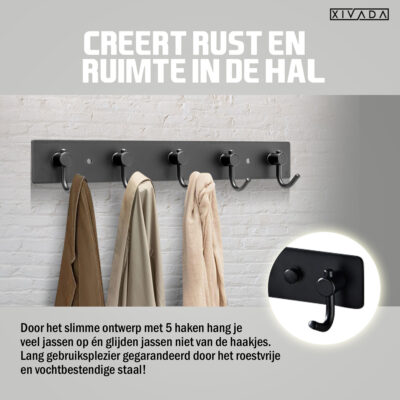 XIVADA wandkapstok zwart afbeelding 4