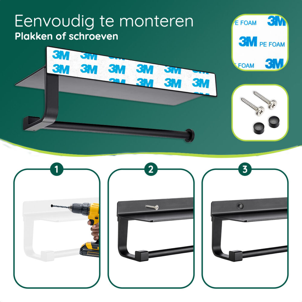 XIVADA keukenrolhouder zwart afbeelding 4