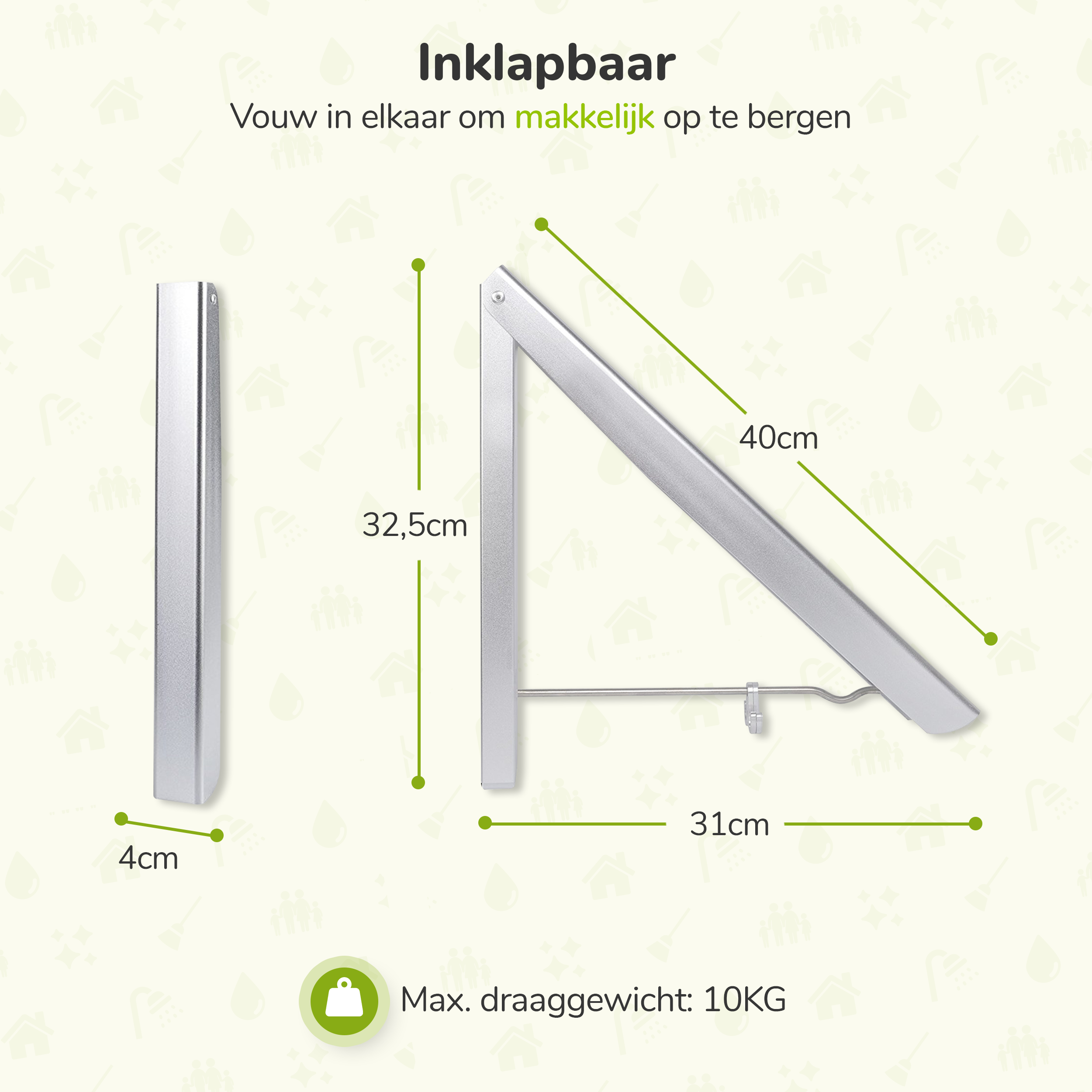 Inklapbare kledinghanger wandmontage afbeelding 3