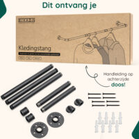Industriële kledingstang muurmontage afbeelding 6